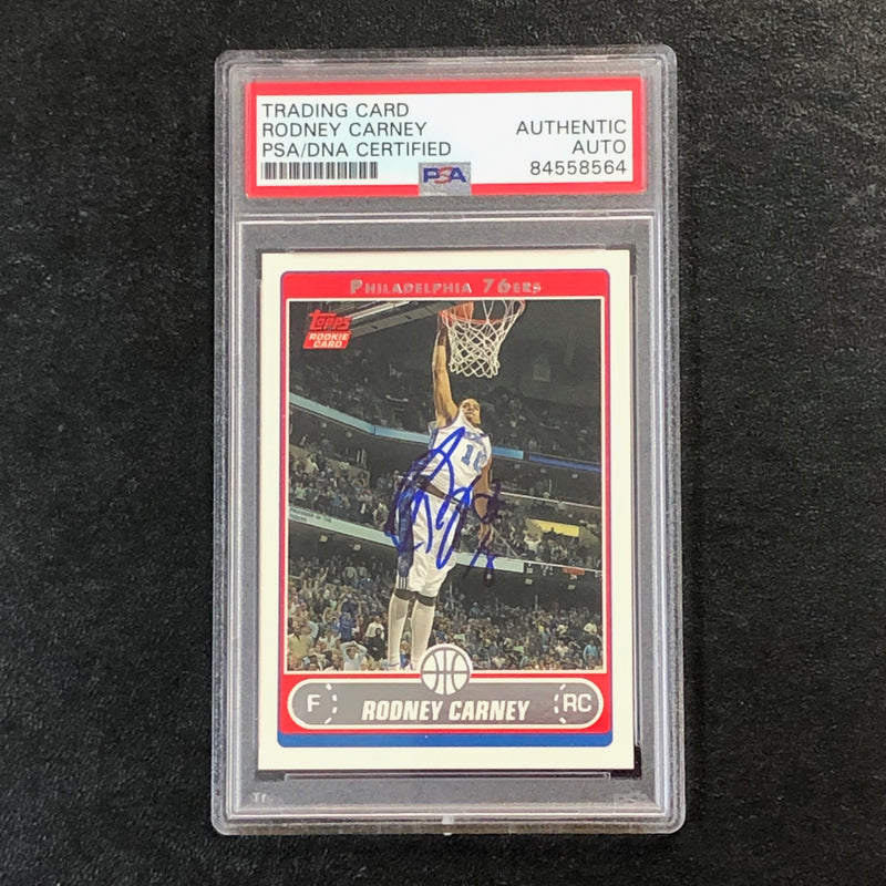2006-07 Topps #249 Rodney Carney Signed Card AUTO PSA Slabbed 76ers