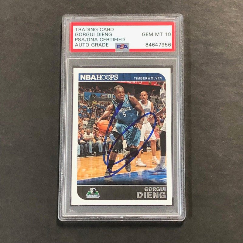 2014-15 NBA Hoops #200 Gorgui Dieng Signed Card AUTO 10 PSA Slabbed Minnesota Timberwolves