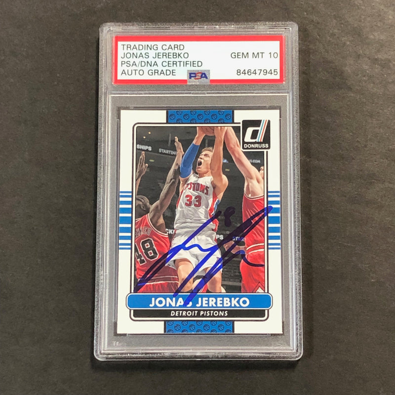 2014-15 Donruss Basketball #116 Jonas Jerebko Signed Card AUTO 10 PSA Slabbed Pistons