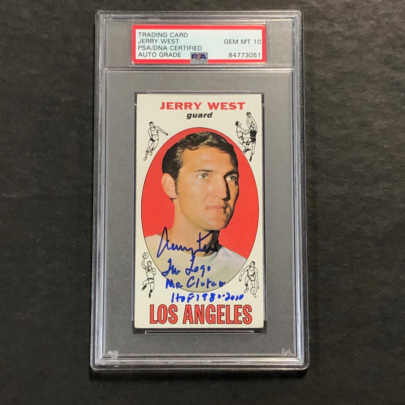 1969-70 Topps #90 Jerry West Signed Card Auto Grade 10 PSA Slabbed Lakers Inscribed