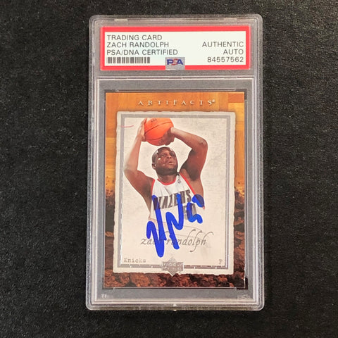 2007-08 Artifacts Basketball #78 Zach Randolph signed Card Auto PSA Slabbed Knicks