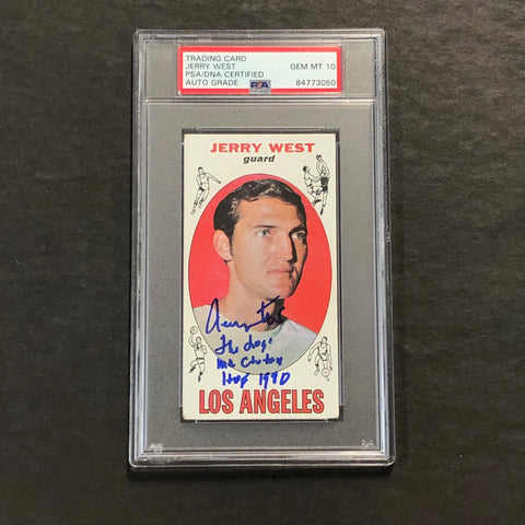 1969-70 Topps #90 Jerry West Signed Card Auto Grade 10 PSA Slabbed Lakers Inscribed