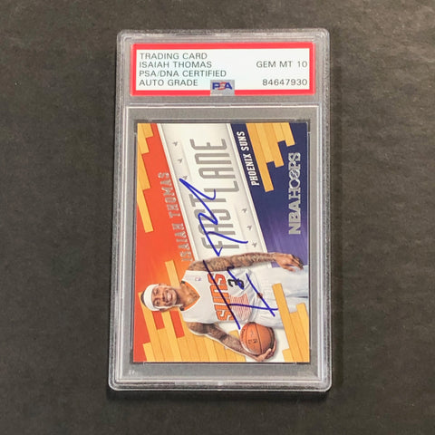 2014-15 NBA Hoops Fast Lane #13 Isaiah Thomas Signed Card AUTO Grade 10 PSA Slabbed Suns