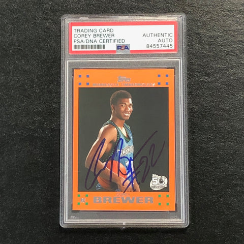 2007-08 Topps #7 Corey Brewer Signed Card AUTO PSA Slabbed RC Timberwolves