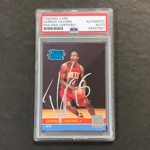2010-11 Donruss Rated Rookie #230 Derrick Favors Signed Card AUTO PSA Slabbed Nets
