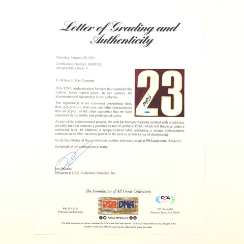 LeBron James Signed Jersey Upper Deck PSA/DNA Auto Grade 9