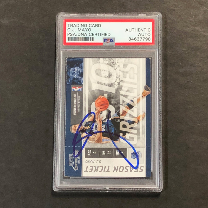 2009-10 Panini Contenders #20 O.J. Mayo Signed Card AUTO PSA Slabbed Mavericks