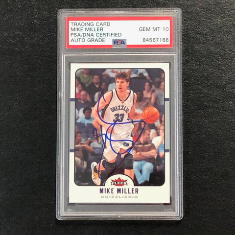 2006-07 Fleer Basketball #94 Mike Miller Signed Card AUTO 10 PSA Slabbed Grizzlies
