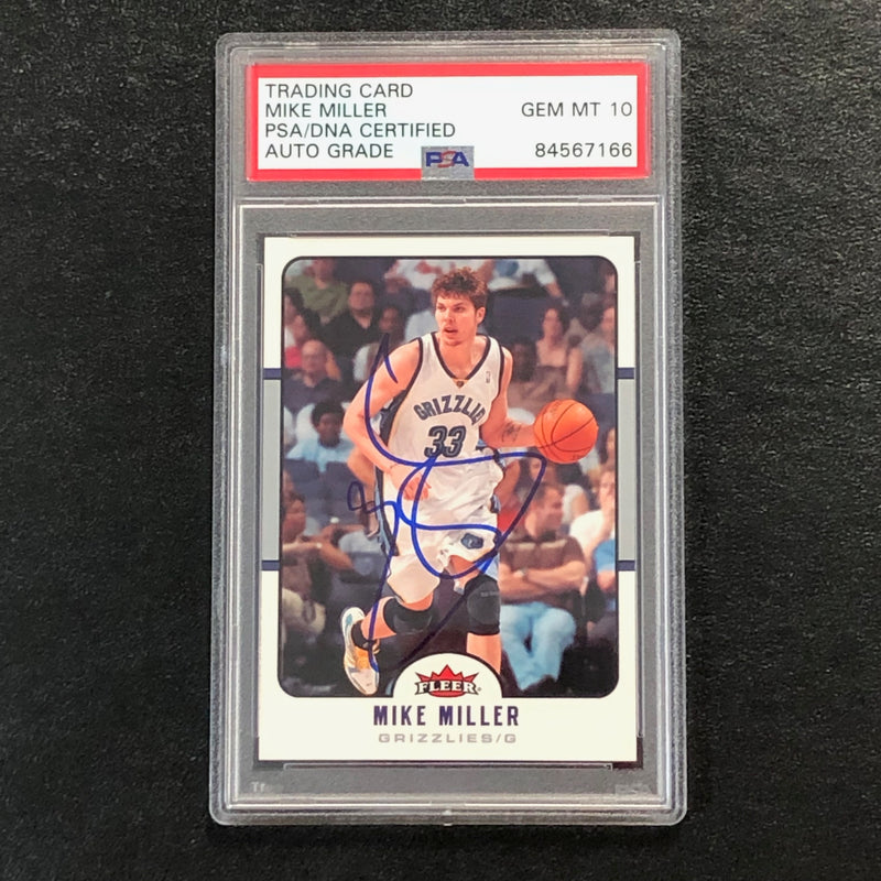 2006-07 Fleer Basketball #94 Mike Miller Signed Card AUTO 10 PSA Slabbed Grizzlies