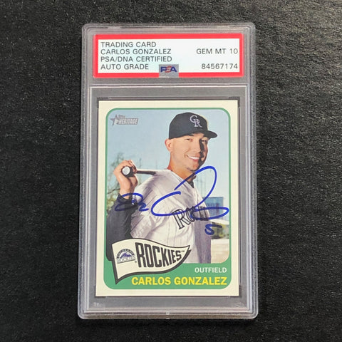 2014 Topps Heritage #494 Carlos Gonzalez Signed Card PSA Slabbed Auto 10 Rockies