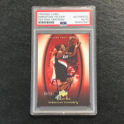2005-06 Upper Deck Sweet Shot #82 Sebastian Telfair Signed Card AUTO PSA/DNA Slabbed Trail Blazers
