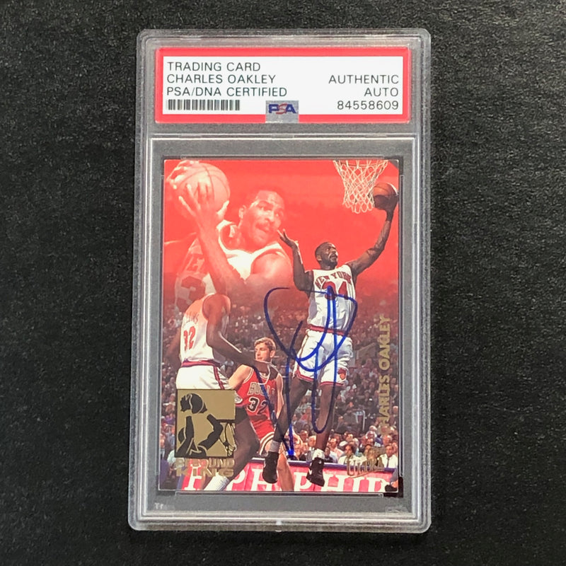 1993-94 Fleer Ultra Rebound King #7 CHARLES OAKLEY Signed Card AUTO PSA Slabbed Knicks