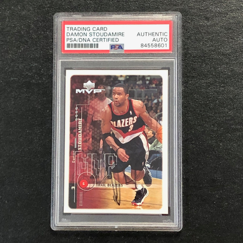 1999-00 Upper Deck MVP #132 Damon Stoudamire Signed Card AUTO PSA Slabbed Trail Blazers