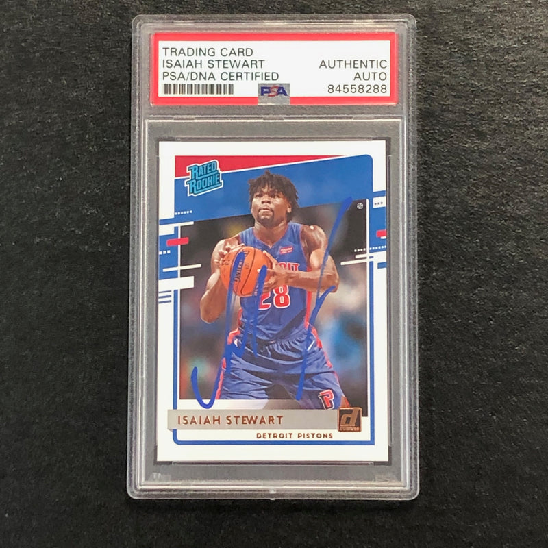 2020-21 Donruss Rated Rookie #233 Isaiah Stewart Signed Card AUTO PSA Slabbed RC Pistons