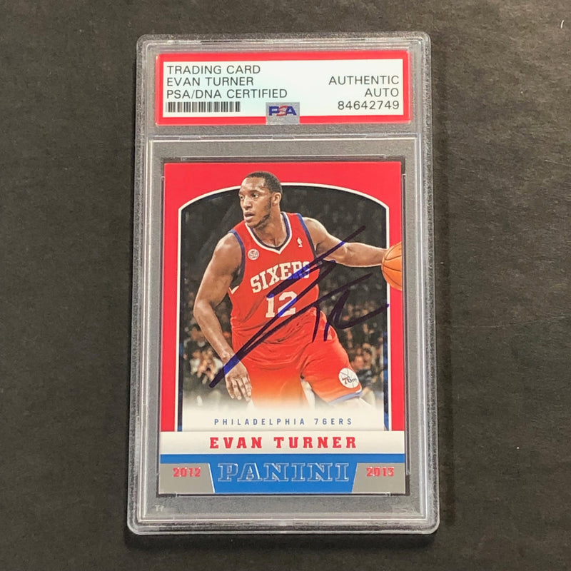2012-13 Panini Basketball #62 Evan Turner Signed Card AUTO PSA Slabbed 76ers
