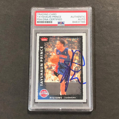 2008-09 NBA Fleer #11 Tayshaun Prince Signed Card AUTO PSA Slabbed Pistons