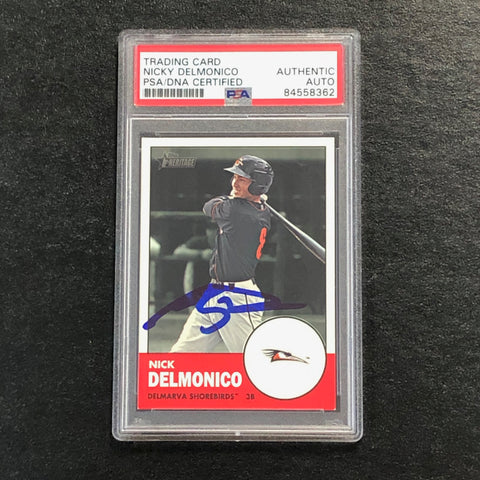 2012 Topps Heritage Minor League #55 Nicky Delmonico Signed Card PSA Slabbed Auto Orioles