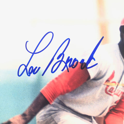 Lou Brock Signed Framed Blue Jersey JSA Autographed St. Louis Cardinals