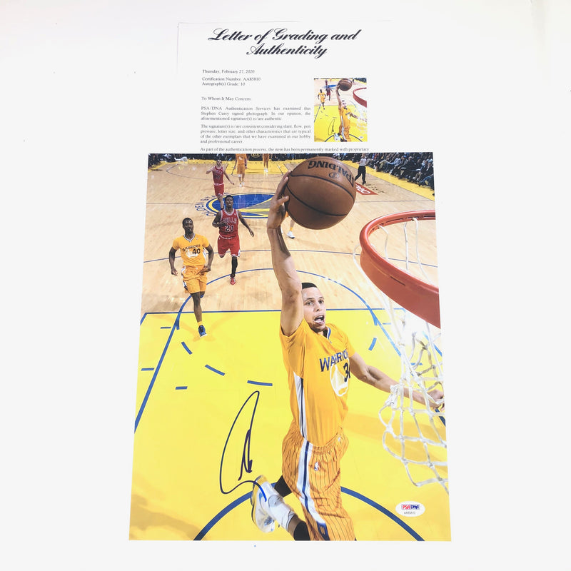 Stephen Curry signed 11x14 Photo PSA/DNA Auto Grade 10 Autographed LOA