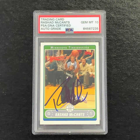 2006-07 Topps #196 Rashad McCants Signed Card AUTO 10 PSA Slabbed Minnesota Timberwolves