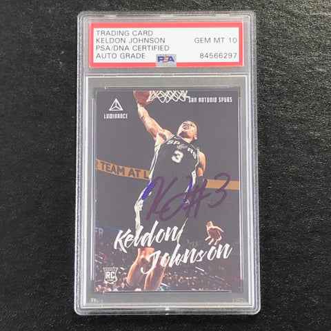 2019-20 Panini Chronicles Luminance #140 Keldon Johnson Signed Card Auto 10 PSA Slabbed RC Spurs