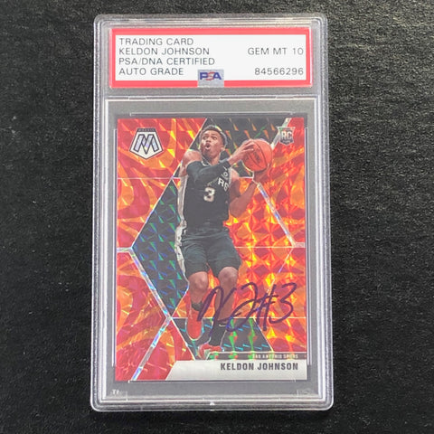 2019-20 Panini Mosaic Orange Reactive #238 Keldon Johnson Signed Card Auto 10 PSA Slabbed RC Spurs
