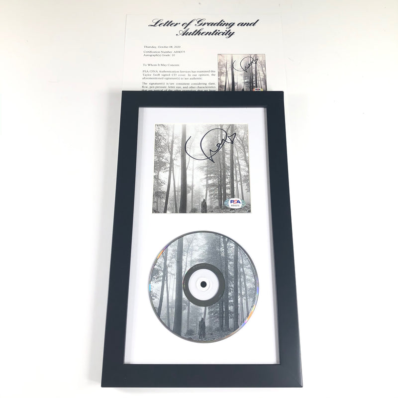 Taylor Swift Signed Folklore CD Cover Framed PSA/DNA LOA Auto Grade 10