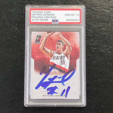 2012-13 Panini Brilliance #284 Meyers Leonard Signed Card AUTO 10 PSA Slabbed Portland Trail Blazers