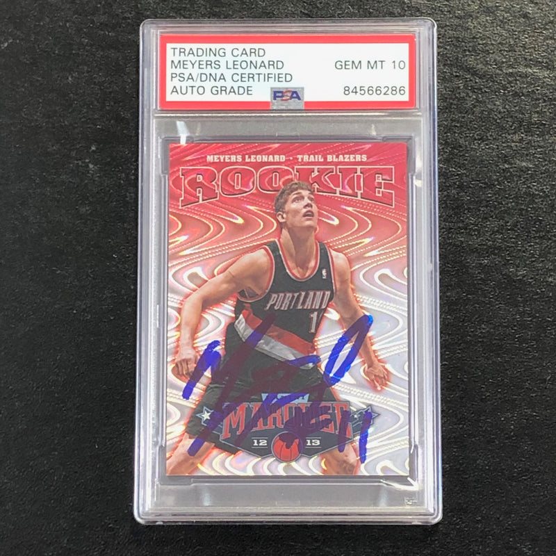 2012-13 Panini Marquee #192 Meyers Leonard Signed Card AUTO 10 PSA Slabbed RC Portland Trail Blazers