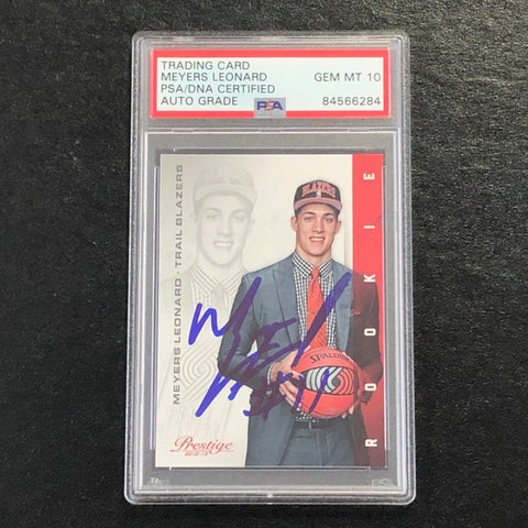 2012-13 Panini Prestige #210 Meyers Leonard Signed Card AUTO 10 PSA Slabbed RC Portland Trail Blazers