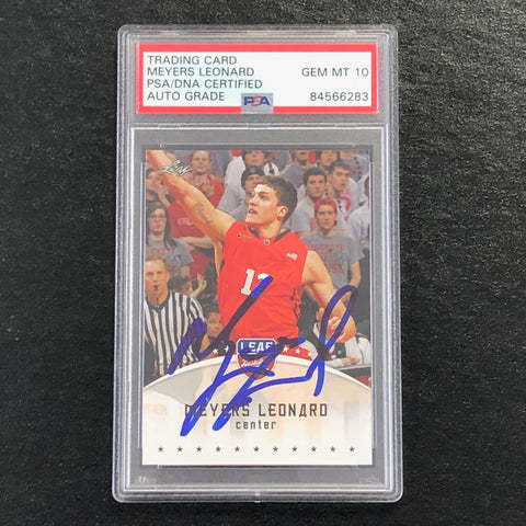 2012 Leaf #ML1 Meyers Leonard Signed Card AUTO 10 PSA Slabbed Portland Trail Blazers