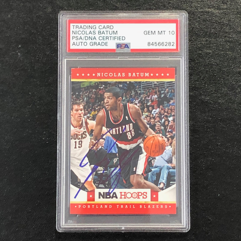 2012-13 NBA Hoops #125 Nicolas Batum Signed Card AUTO 10 PSA Slabbed Blazers