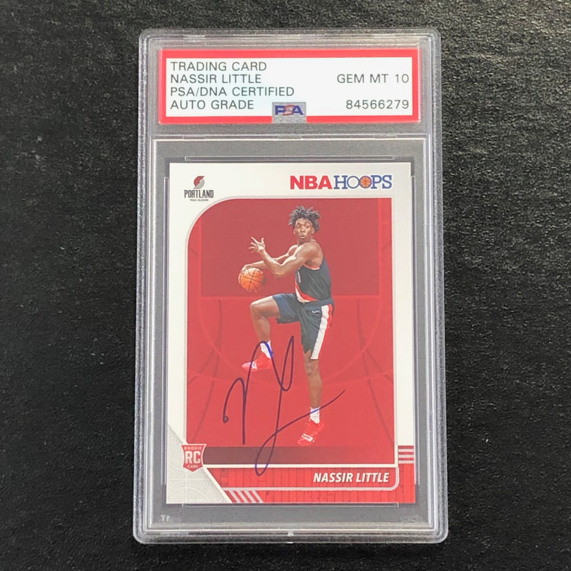 2019-20 NBA Hoops #220 Nassir Little Signed Rookie Card AUTO 10 PSA Slabbed RC Blazers