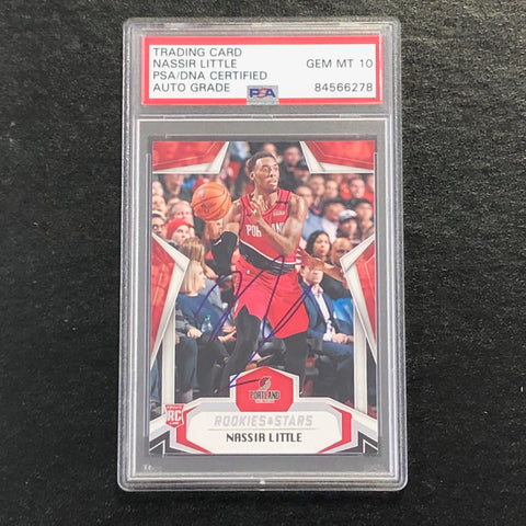 2019-20 CHRONICLES ROOKIES & STARS #690 Nassir Little Signed Rookie Card AUTO 10 PSA Slabbed RC Blazers