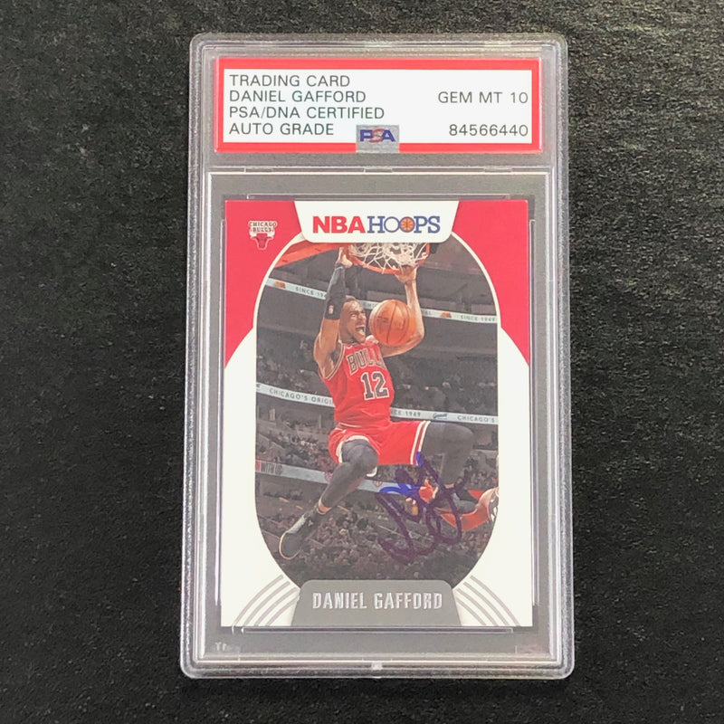 2020-21 NBA Hoops #177 Daniel Gafford Signed Card AUTO 10 PSA Slabbed Bulls