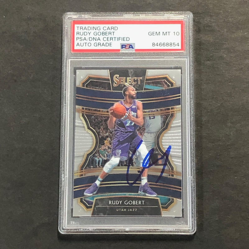 2019-20 Panini Select #41 Rudy Gobert Signed Card AUTO PSA Slabbed Jazz