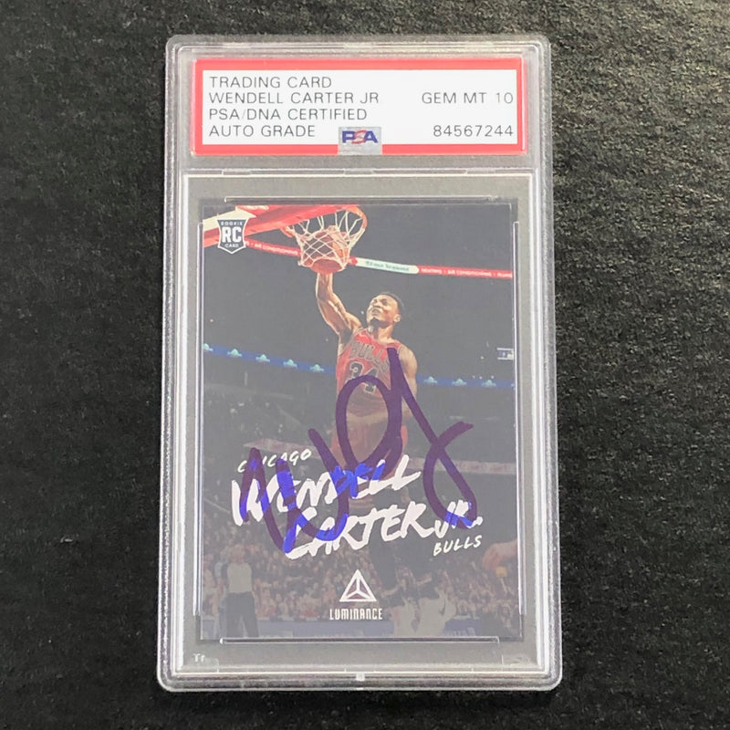 2018-19 Panini Chronicles Luminance #154 Wendell Carter Jr. Signed Card AUTO 10 PSA Slabbed RC Bulls