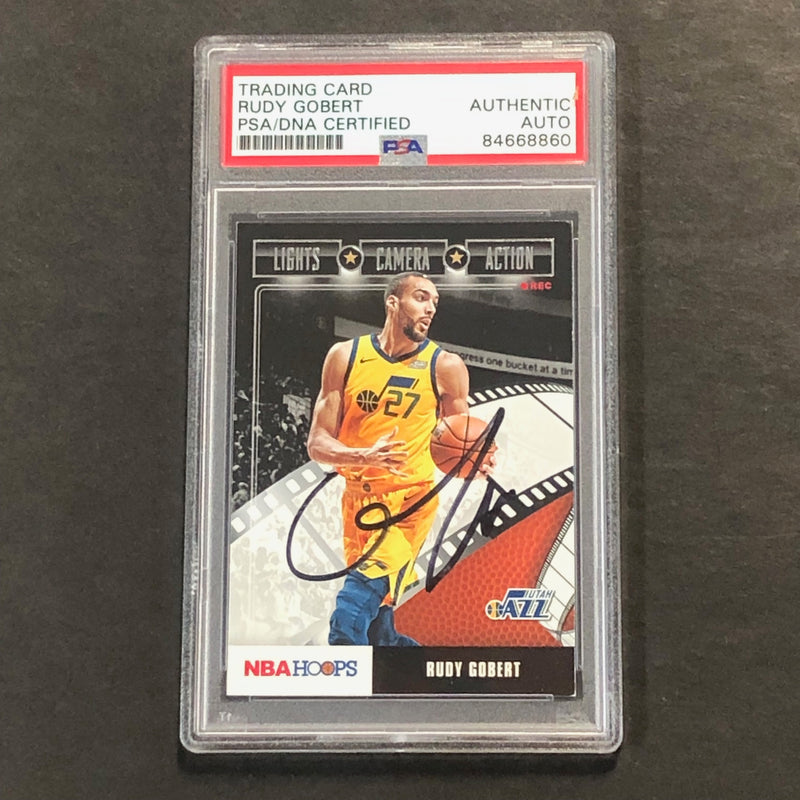 2019-20 Panini NBA Hoops Lights Camera Action #21 Rudy Gobert Signed Card AUTO PSA Slabbed Jazz