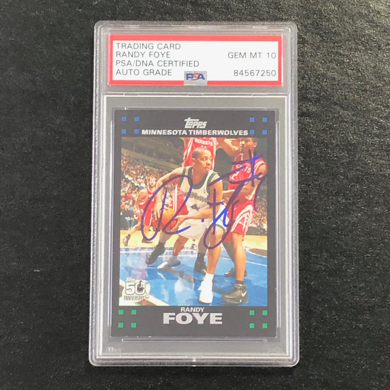 2007-08 Topps Basketball #109 Randy Foye Signed Card AUTO 10 PSA Slabbed RC Minnesota Timberwolves