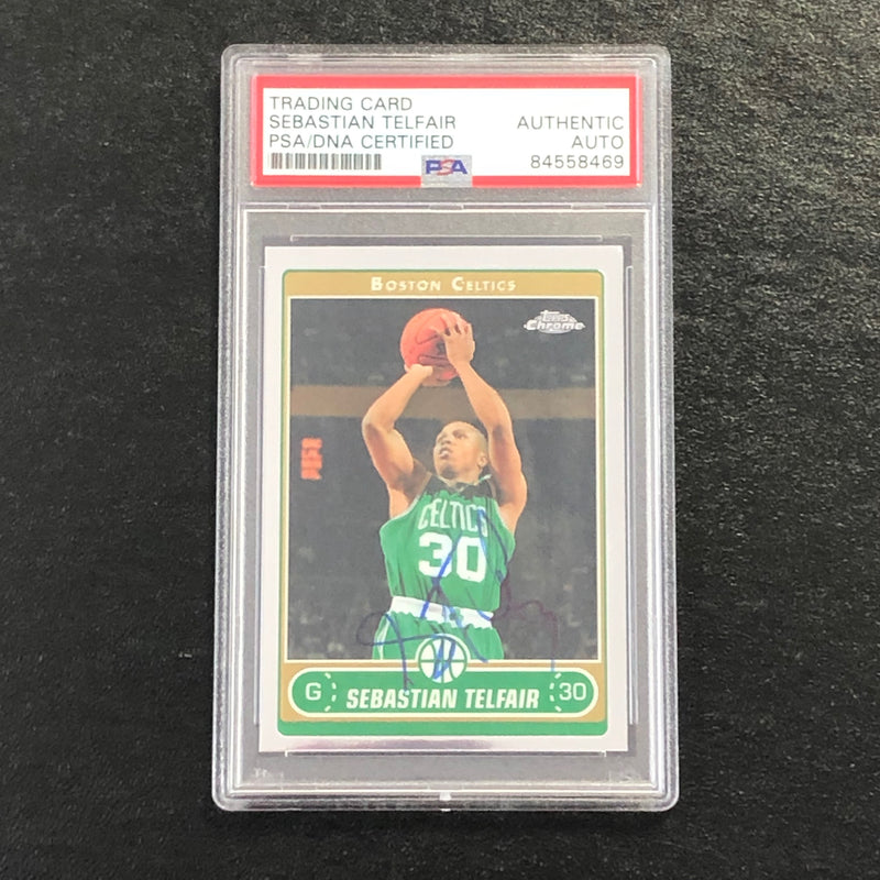 2006-07 Topps Chrome #147 Sebastian Telfair Signed Card AUTO PSA/DNA Slabbed Boston Celtics
