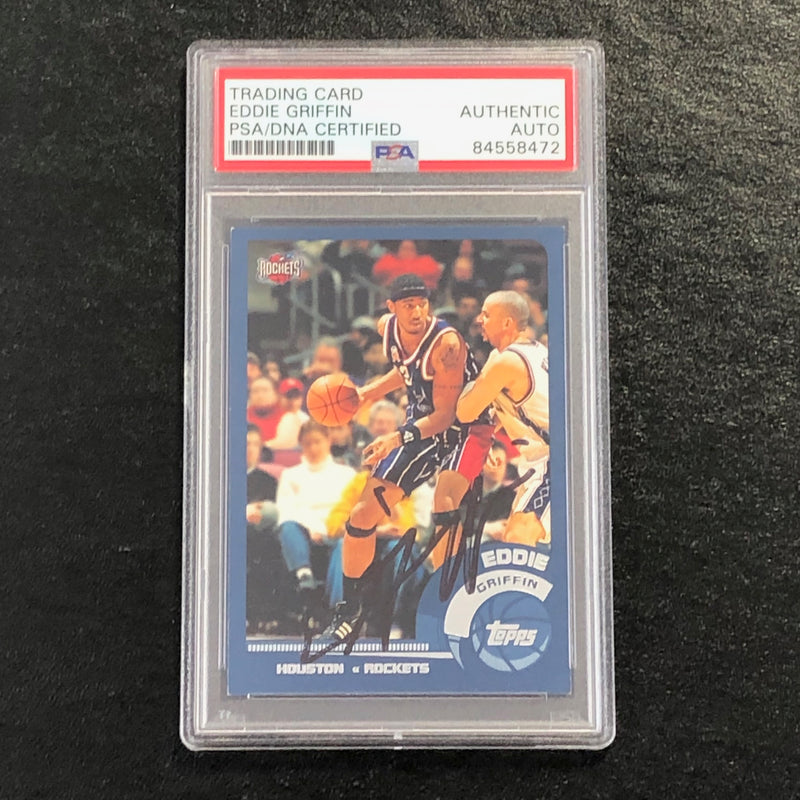 2002-03 Topps Basketball #62 Eddie Griffin Signed Card AUTO PSA Slabbed Rockets