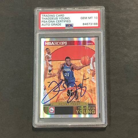2014-15 Panini NBA Hoops #84 Thaddeus Young Signed Card AUTO 10 PSA/DNA Slabbed Sixers