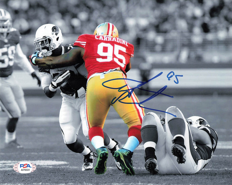 TANK CARRADINE signed 8x10 photo PSA/DNA San Francisco 49ers Autographed