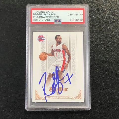 2014-15 Panini Excalibur #48 Reggie Jackson Signed Card Auto 10 PSA/DNA Slabbed Pistons