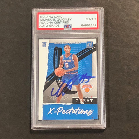 2020-21 Panini Donruss X-Pectations #25 IMMANUEL QUICKLEY Signed Card AUTO GRADE 9 PSA Slabbed RC Knicks