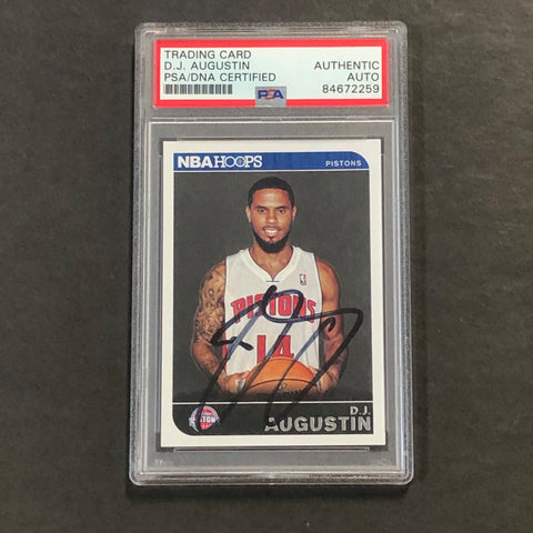 2014-15 NBA Hoops #55 D.J. Augustin Signed Card AUTO PSA Slabbed Pistons
