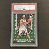 2014-15 Panini Donruss Production Line #2 Kendall Marshall Signed Card AUTO GRADE 10 PSA Slabbed Bucks