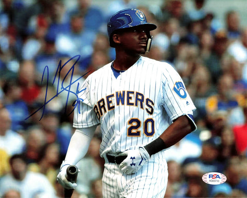 Lewis Brinson signed 8x10 photo PSA/DNA Milwaukee Brewers Autographed