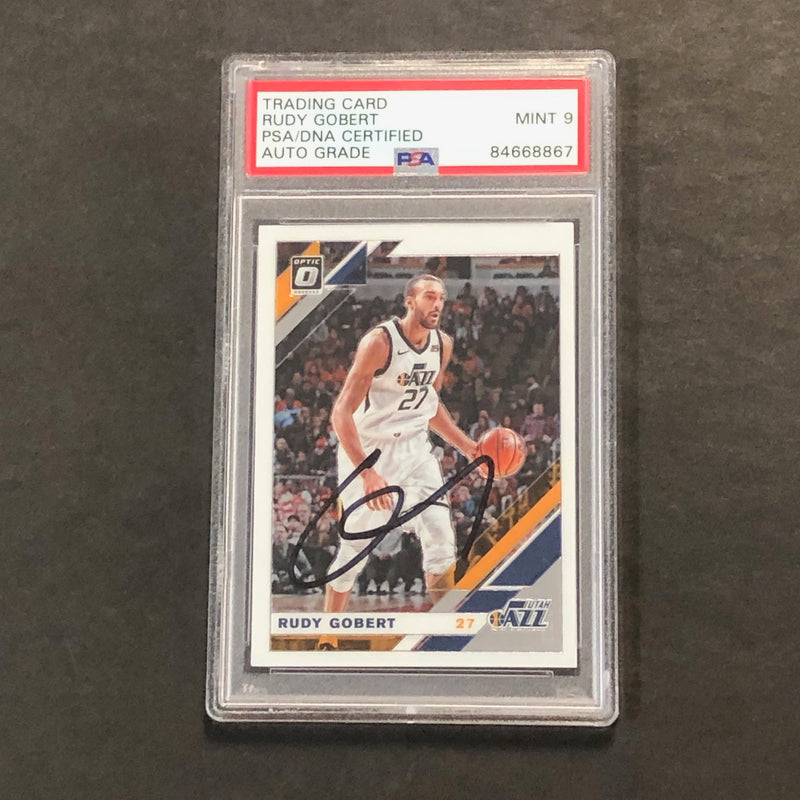 2019-20 NBA Panini Donruss #89 Rudy Gobert Signed Card AUTO PSA Slabbed Jazz