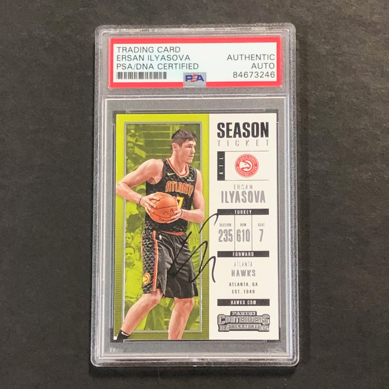 2017-18 Panini Contenders #49 Ersan Ilyasova Signed Card AUTO PSA Slabbed Hawks
